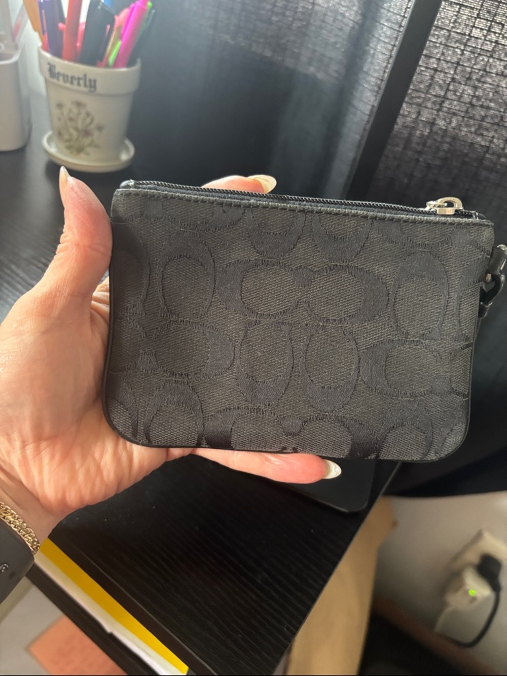 Coach Black Signature Canvas Crossbody Wristlet - Picture 7 of 14